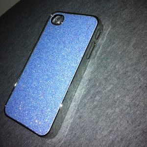 Baby blue sparkly iphone 4 case