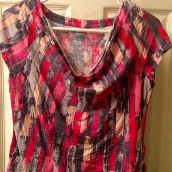 💚DKNY Jeans Draped Neck Top PL - Picture 1 of 2