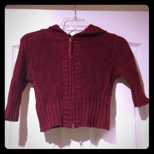 Cropped Dark Red Hooded Sweater