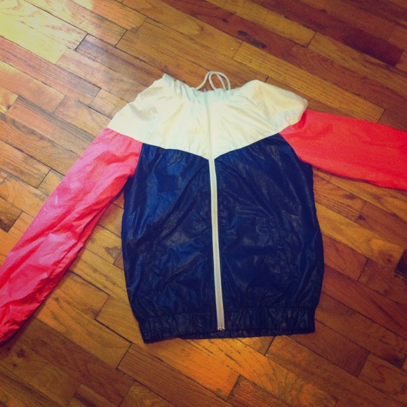 color blocked rain jacket and f21 floral dress