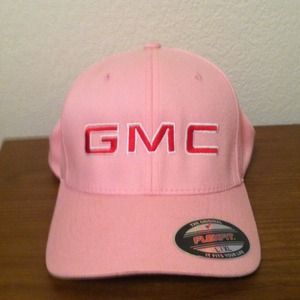Pink gmc baseball hat.