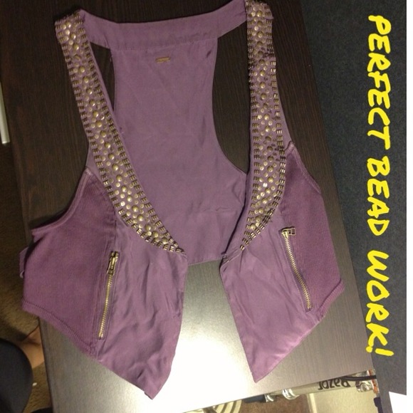 Free people dark lavender beaded vest