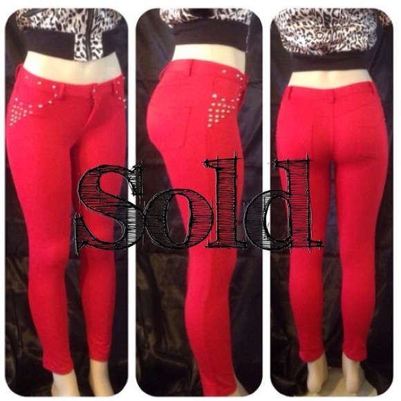 Red Rockstar Studded Jeggings