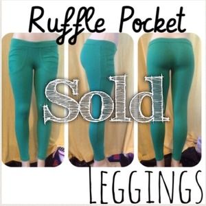 Green Ruffle Pocket Leggings
