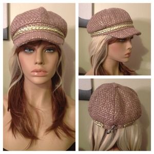 Rose Pink Tweed Cabbie Hat