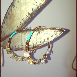 Cute and stylish teal and gold hoop earrings