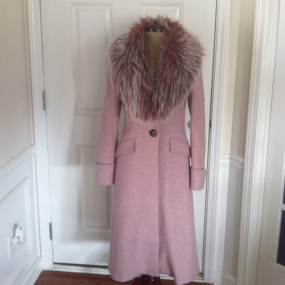 Pink/Tan Sisley Wool Calf Length Coat