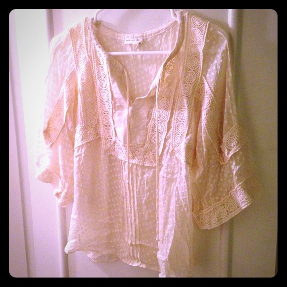 SOLD ****Anthropologie silk peasant blouse xs