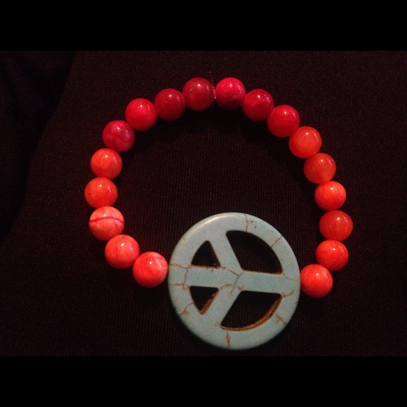 REDUCED!!! Coral Peace Symbol Bracelet