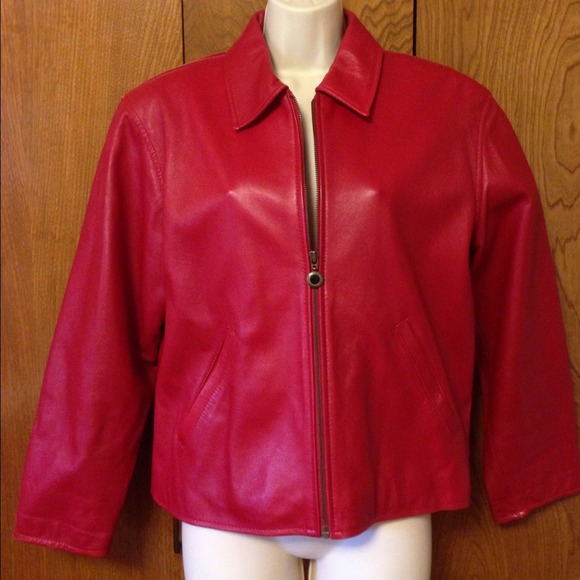 Evan Davies  Jackets & Blazers - 🌹Sold in bundle EUC Red Leather Jacket sz 10