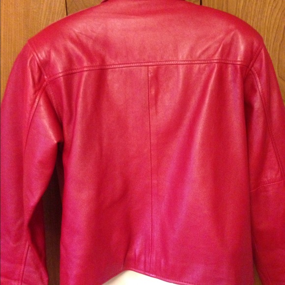 🌹Sold in bundle EUC Red Leather Jacket sz 10 - Picture 2 of 4