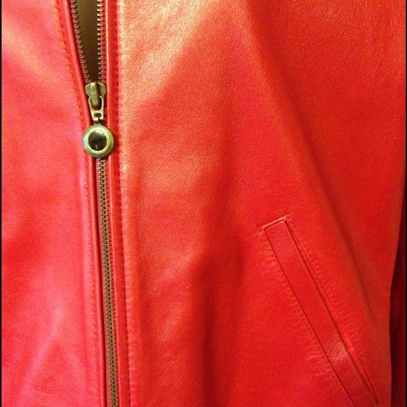 🌹Sold in bundle EUC Red Leather Jacket sz 10 - Picture 3 of 4
