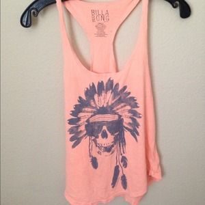light coral racerback Billabong tank with graphic
