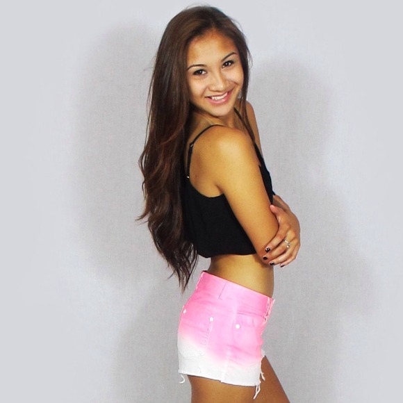 Pink Ombré Cut-off Shorts - Picture 2 of 3