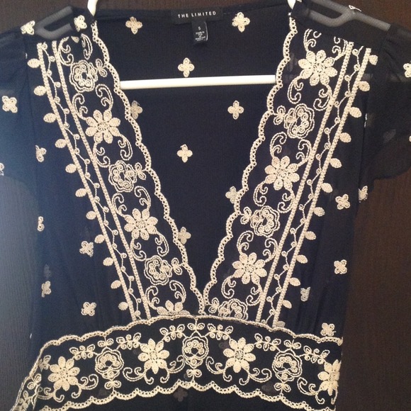 Sheer Floral V-neck Dress Shirt - Picture 2 of 4