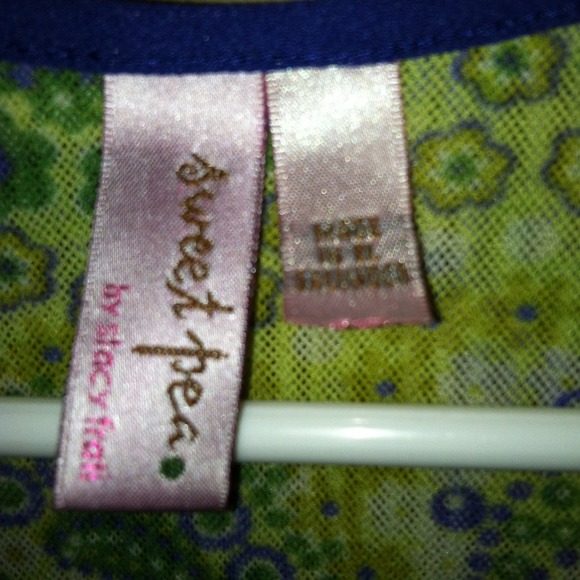 Sweet pea top- green and blue-size l - Picture 3 of 4