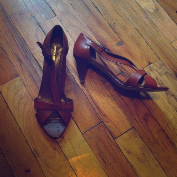 Banana Republic strap sandals with 2" wood heel