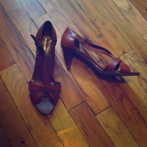 Banana Republic strap sandals with 2" wood heel