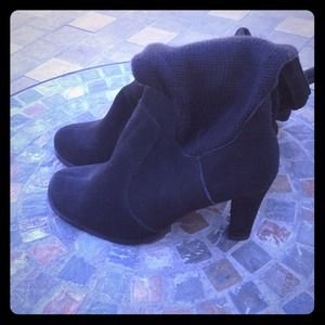 Knee high suede/ knit combo boots