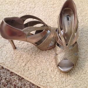 Strappy Shimmery Gold Heels