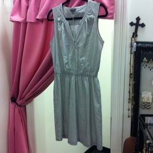 Lilla P pinstripe cotton dress with button front