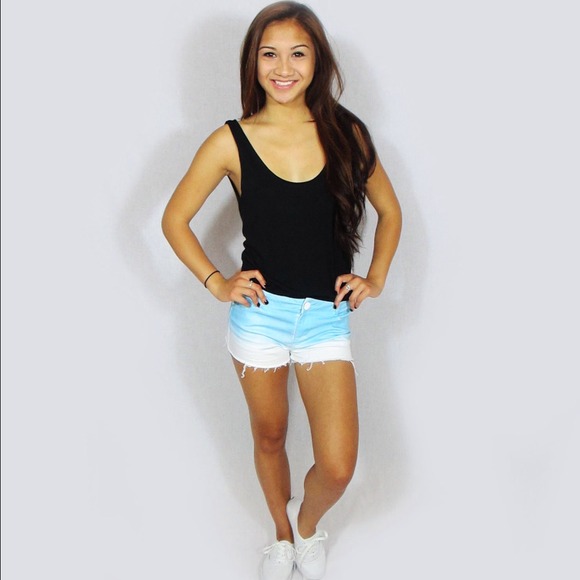 Blue Ombré Cut-off Shorts - Picture 2 of 4
