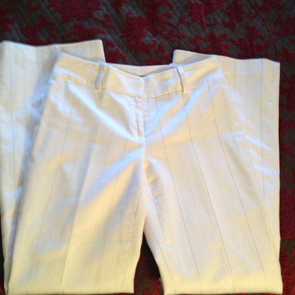 Ann Taylor White Pinstriped Trousers