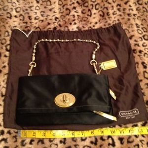 Gently used blk satin Amanda Coach bag