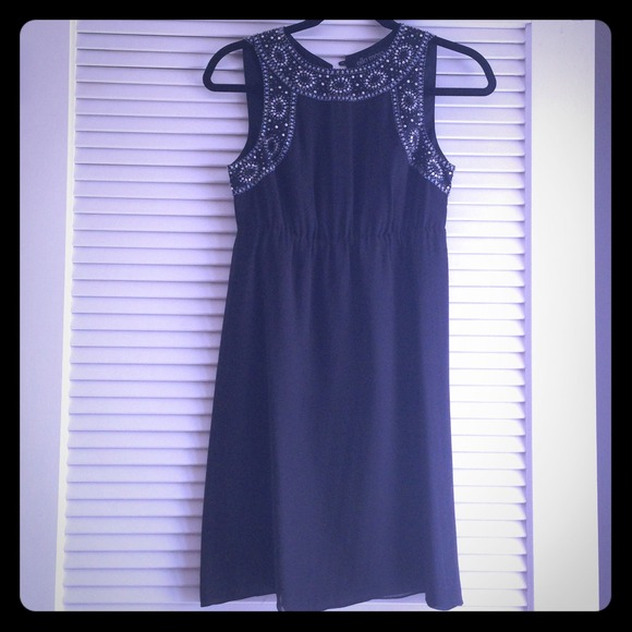 Ella Moss black dress with bead/sequin trim size P
