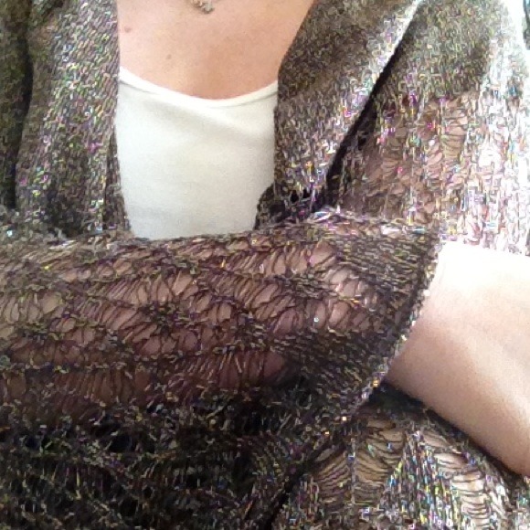 🌟HOST PICK🌟BCBGMAXAZRIA BROWN&GOLD SHRUG/WRAP - Picture 2 of 4