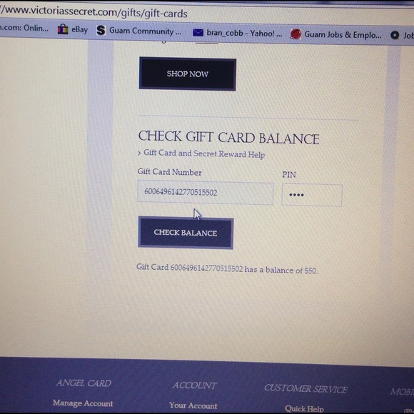 VS balance on the cards verication