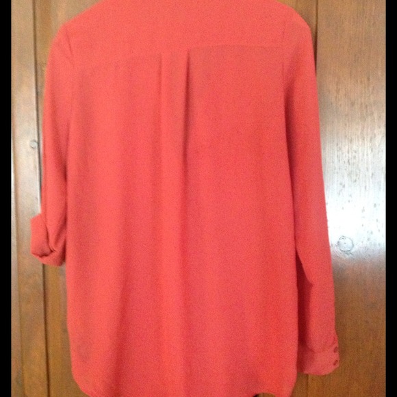 Burnt orange semi sheer button down top - Picture 4 of 4