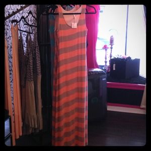 New Coral and Taupe Maxi Dress
