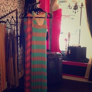 New Blue and Taupe Maxi Dress