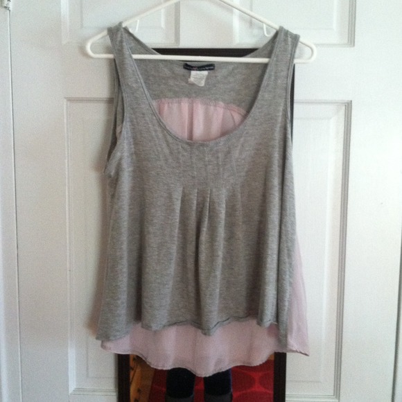 Pink and Gray High-Low Tank Top