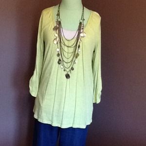 3/4 Length Sleeve Wide Neck Top