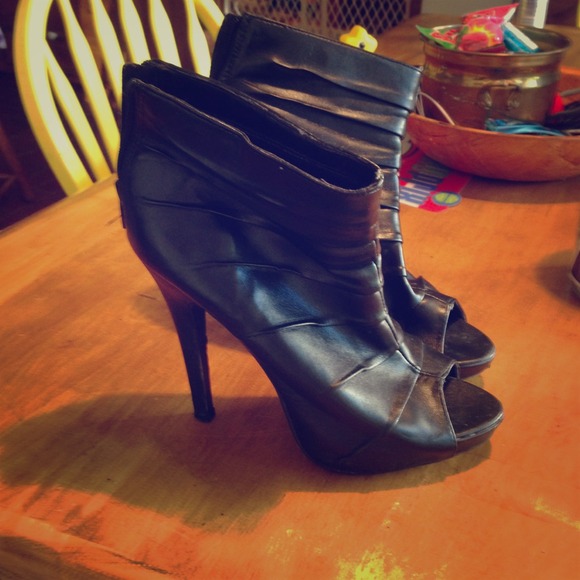 Black peep toe booties