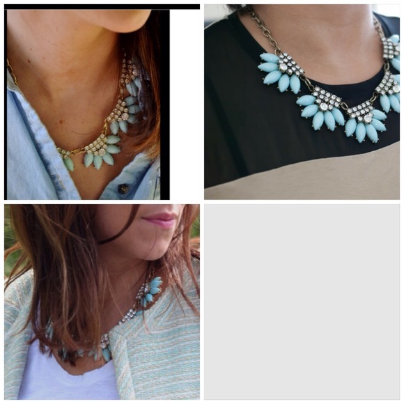 Turquoise mint crystals fan necklace HOST PICK 5/4 - Picture 4 of 4
