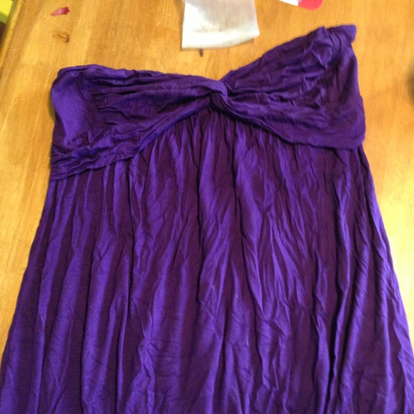 Purple strapless dress