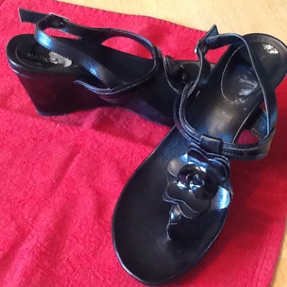 Black Wedge Sandals - Picture 2 of 3