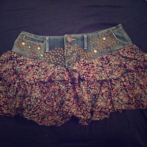 JEWELED DENIM SKIRT