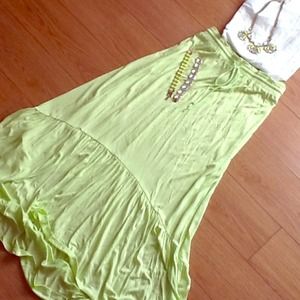 NWT Aeropostale Neon Green Hi Low Maxi Skirt XXL