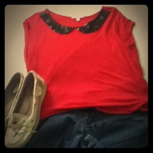 SOLD Red Sequined Peter Pan Collared Delia's