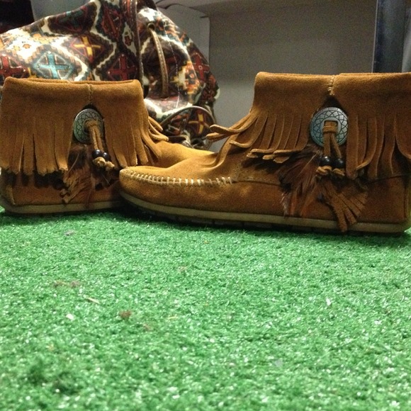 Brown fringe ankle boots!