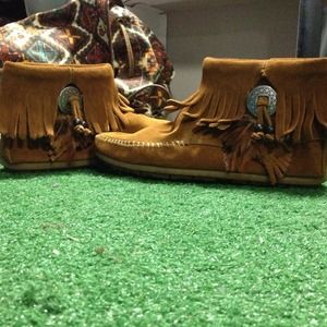 Brown fringe ankle boots!