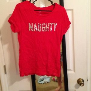 Red sequined Naughty shirt