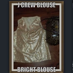 J crew bright glittery blouse 62% silk 38 metallic