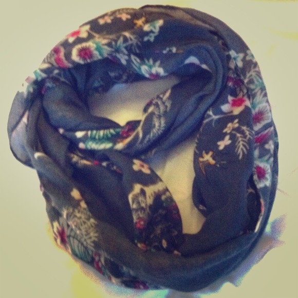 Peacock and sparrow floral grey infinity scarf