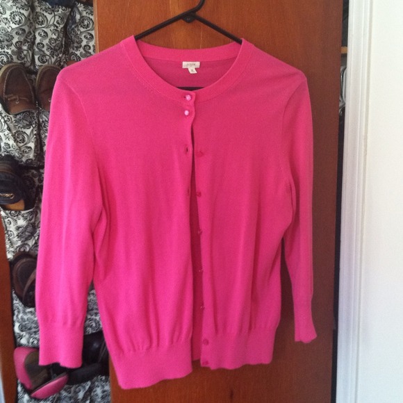 Hot pink J Crew Factory Clare cardigan