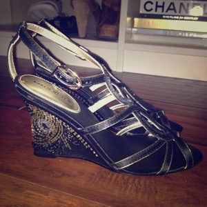 Karen Millen beaded wedge sandals